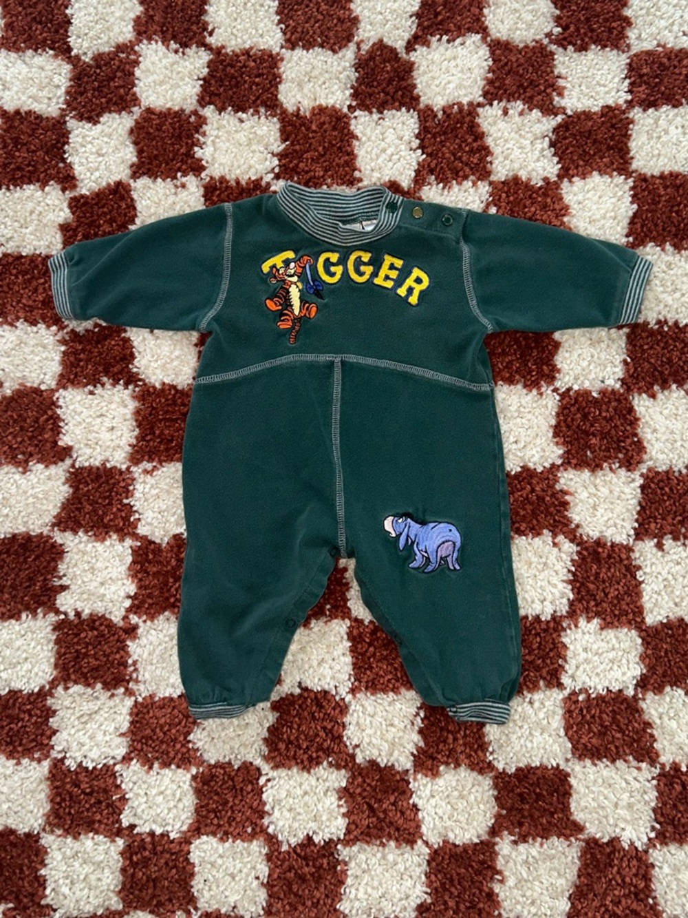 Vintage Disney Tigger & Eeyore Green Baby Romper